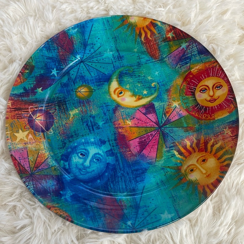 Decorative sun and moon galaxy plate